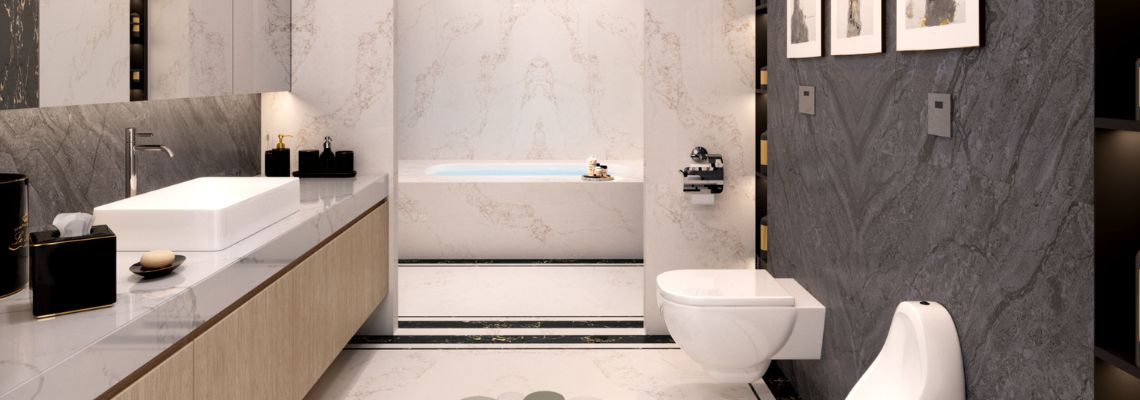 Столешницы из кварцевого агломерата для ванной комнаты и санузла